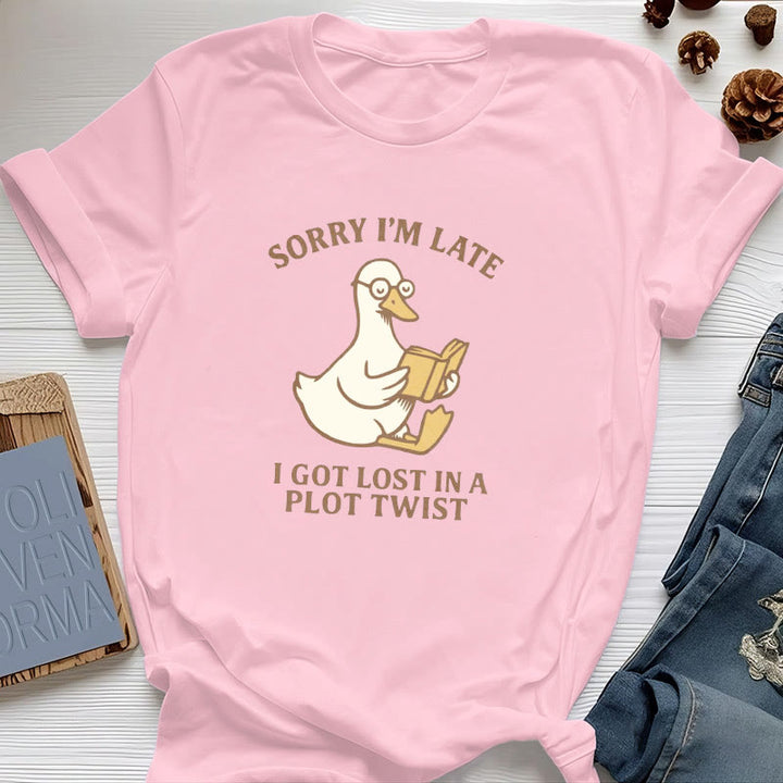 T-shirt Olivenorma « Désolé, je suis en retard, j'ai traîné les pieds » - Rose - Canard de lecture - 2XL - image 30