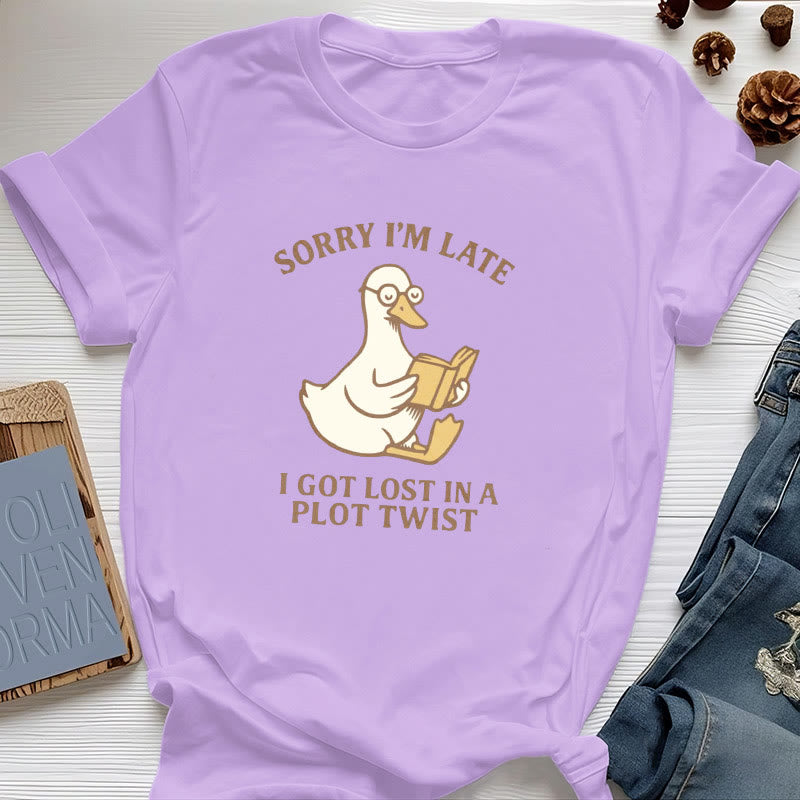T-shirt Olivenorma « Désolé, je suis en retard, j'ai traîné les pieds » - Violet - Canard de lecture - 2XL - image 35