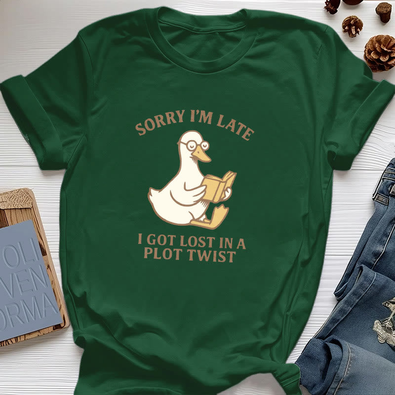 T-shirt Olivenorma « Désolé, je suis en retard, j'ai traîné les pieds » - Vert foncé - Canard de lecture - 2XL - image 45
