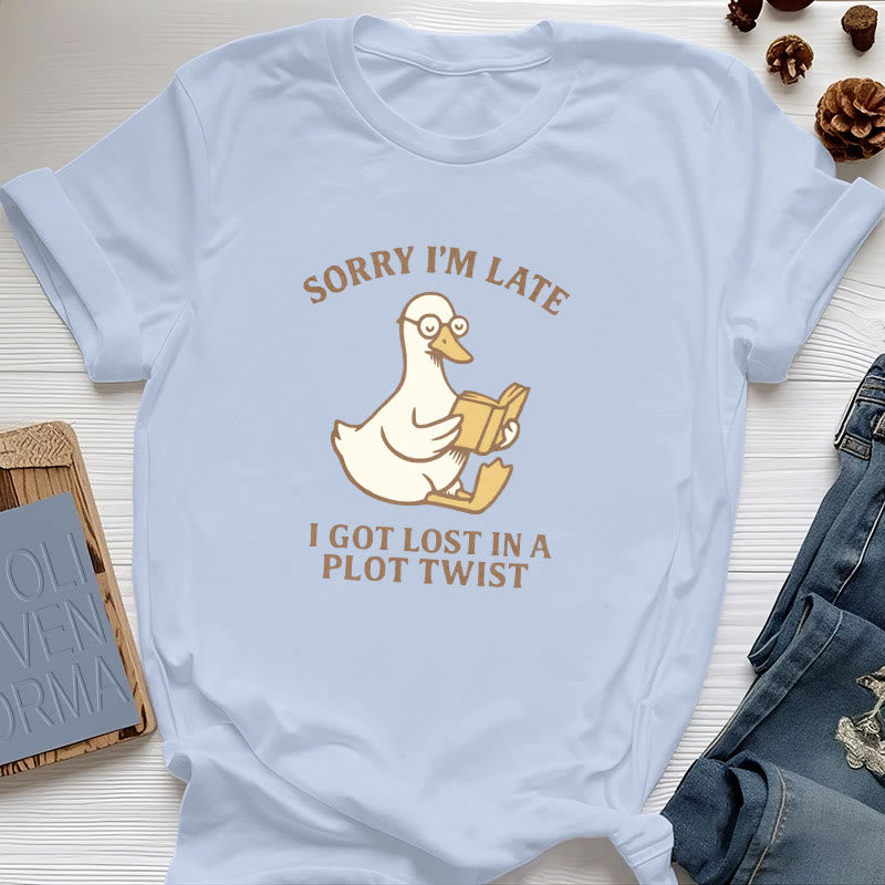 T-shirt Olivenorma « Désolé, je suis en retard, j'ai traîné les pieds » - Bleu - Canard de lecture - 2XL - image 25