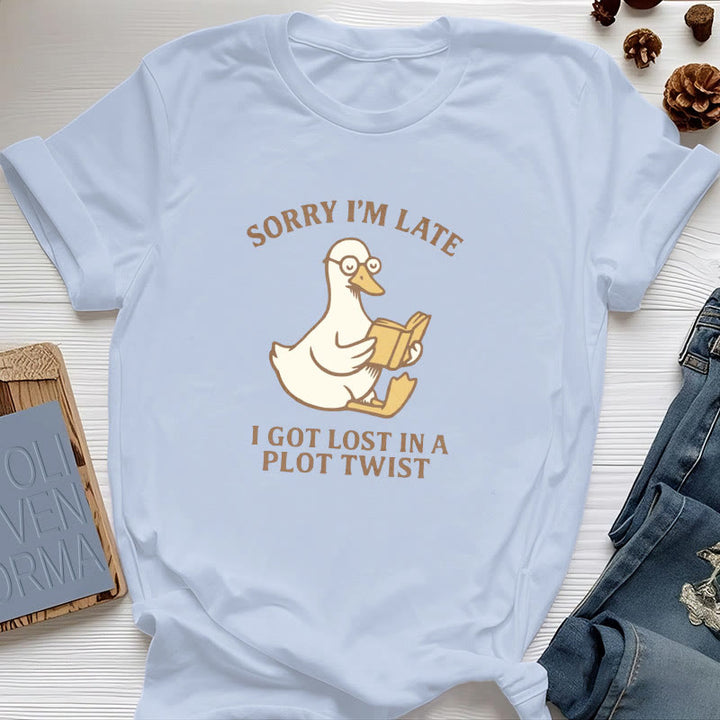 T-shirt Olivenorma « Désolé, je suis en retard, j'ai traîné les pieds » - Bleu - Canard de lecture - 2XL - image 25