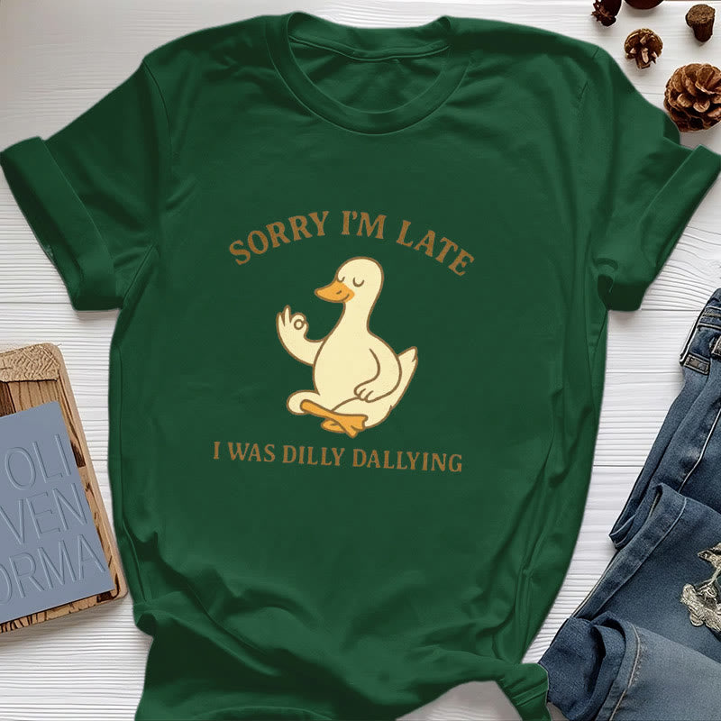 T-shirt Olivenorma « Désolé, je suis en retard, j'ai traîné les pieds » - Vert foncé - OK signe de la main canard - 2XL - image 46