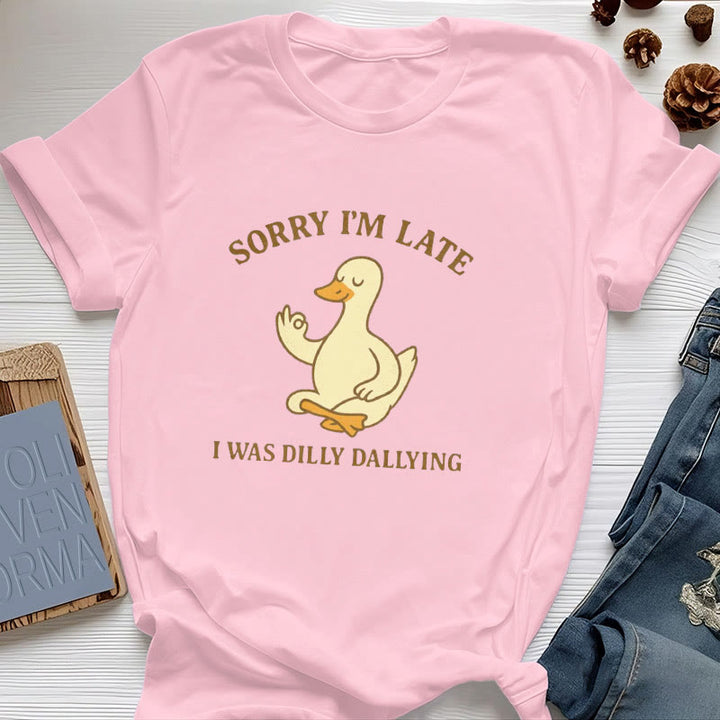 T-shirt Olivenorma « Désolé, je suis en retard, j'ai traîné les pieds » - Rose - OK signe de la main canard - 2XL - image 31