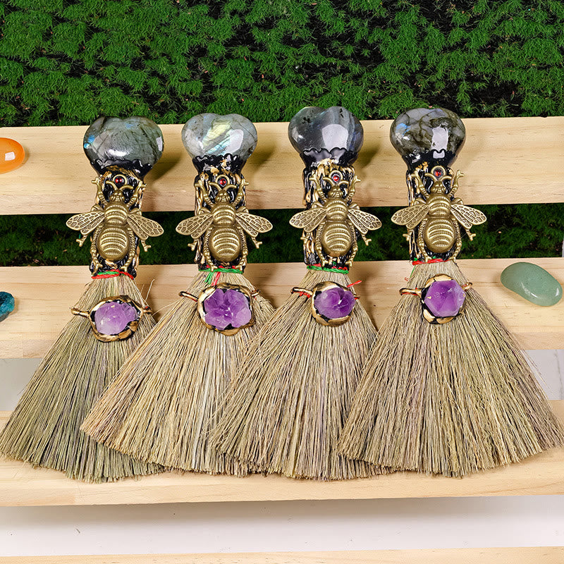 Balai de sorcière en cristal en forme de cœur Olivenorma , décoration wiccan purificatrice - image 1