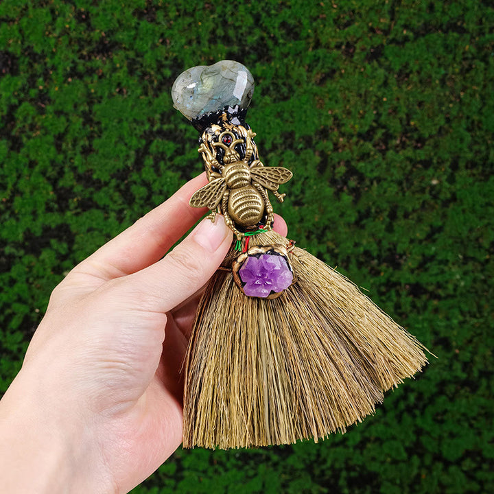 Balai de sorcière en cristal en forme de cœur Olivenorma , décoration wiccan purificatrice - image 3