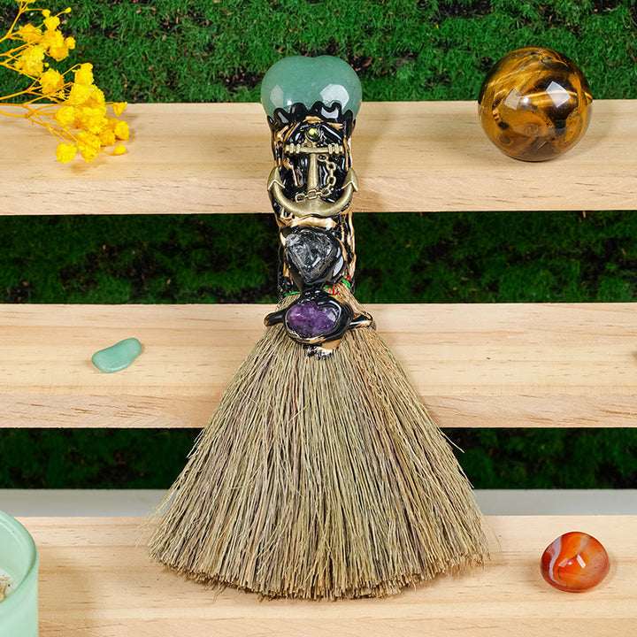 Balai de sorcière en cristal en forme de cœur Olivenorma , décoration wiccan purificatrice - Aventurine verte - image 17