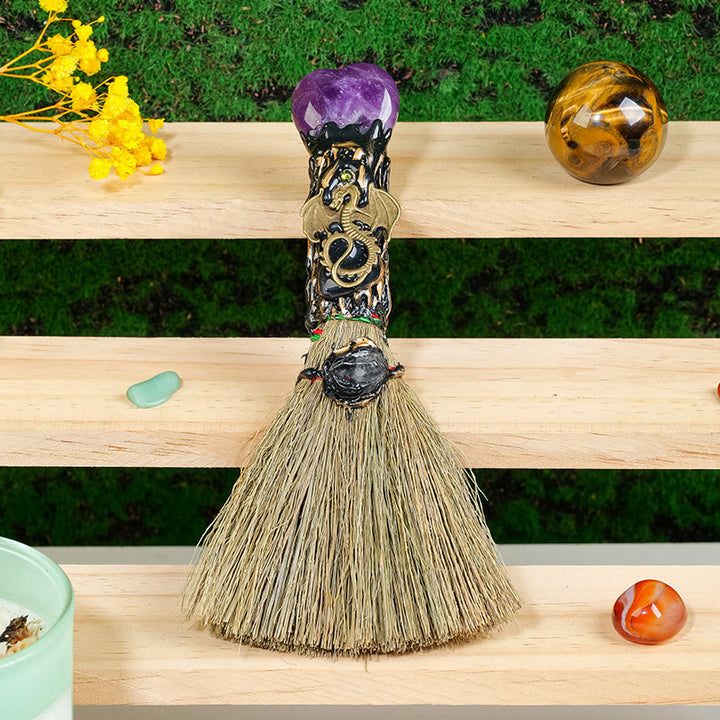 Balai de sorcière en cristal en forme de cœur Olivenorma , décoration wiccan purificatrice - Améthyste - image 11