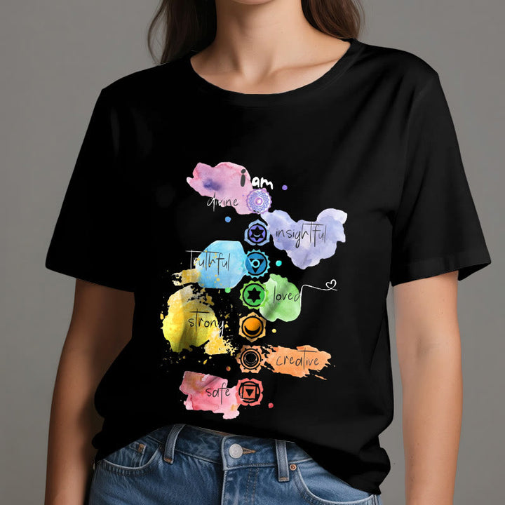 T-shirt de yoga Olivenorma « I AM » avec l'énergie des 7 chakras - image 6