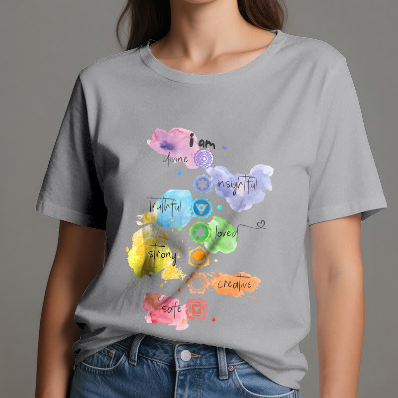 T-shirt de yoga Olivenorma « I AM » avec l'énergie des 7 chakras - image 8