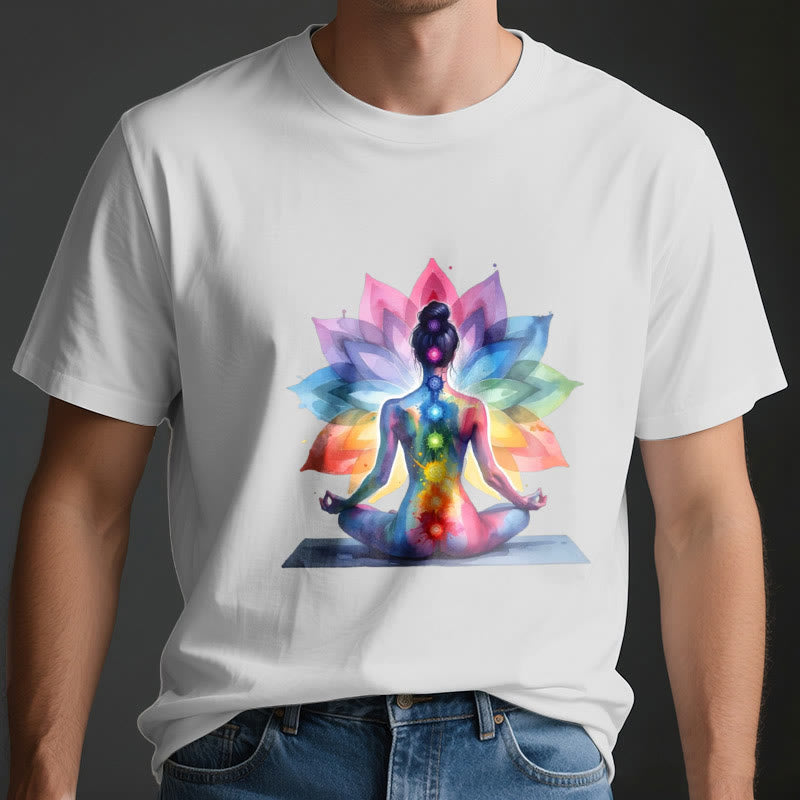 Olivenorma 7 Chakra Méditation Lotus T-Shirt - image 3