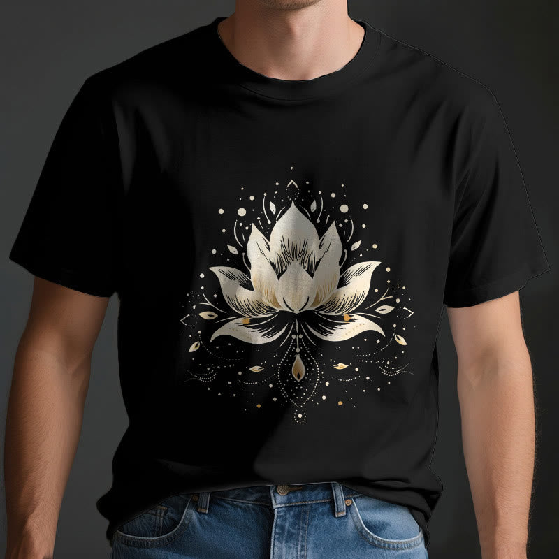 T-shirt en pur coton Olivenorma avec lotus en fleurs - image 3