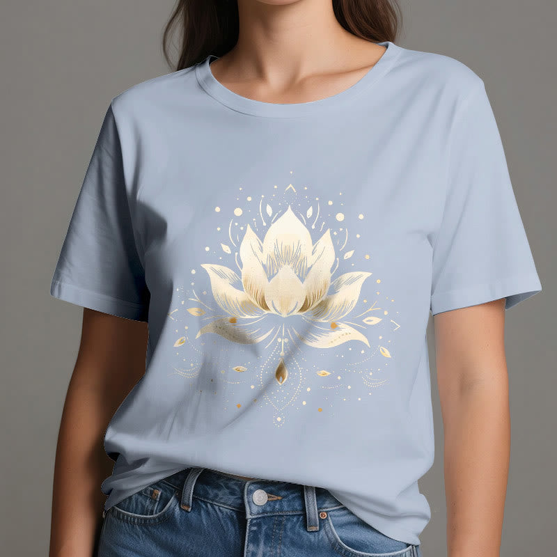 T-shirt en pur coton Olivenorma avec lotus en fleurs - image 12
