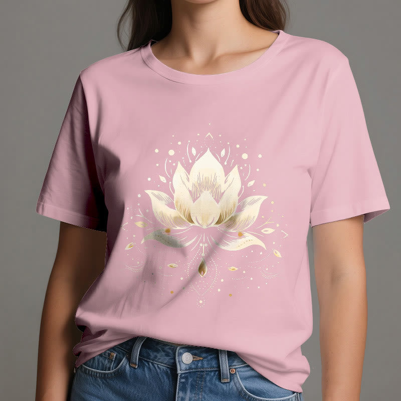 T-shirt en pur coton Olivenorma avec lotus en fleurs - image 14