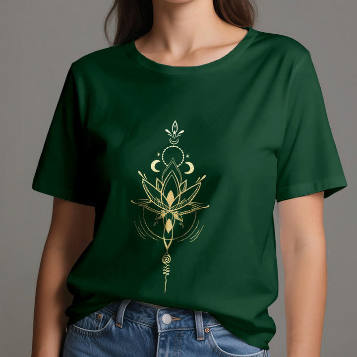 T-shirt en coton Olivenorma avec protection des phases de la lune et du lotus - image 1