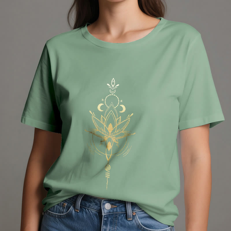 T-shirt en coton Olivenorma avec protection des phases de la lune et du lotus - image 20