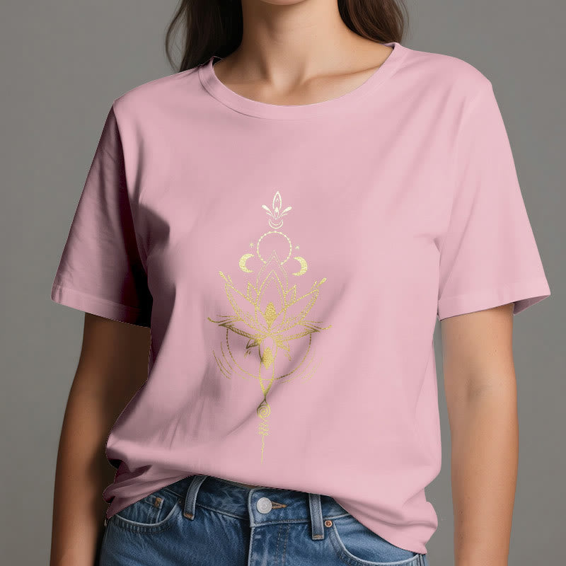 T-shirt en coton Olivenorma avec protection des phases de la lune et du lotus - image 16