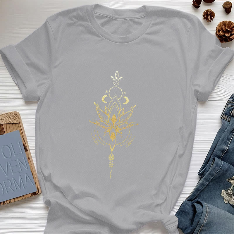 T-shirt en coton Olivenorma avec protection des phases de la lune et du lotus - Gris - 2XL - image 9