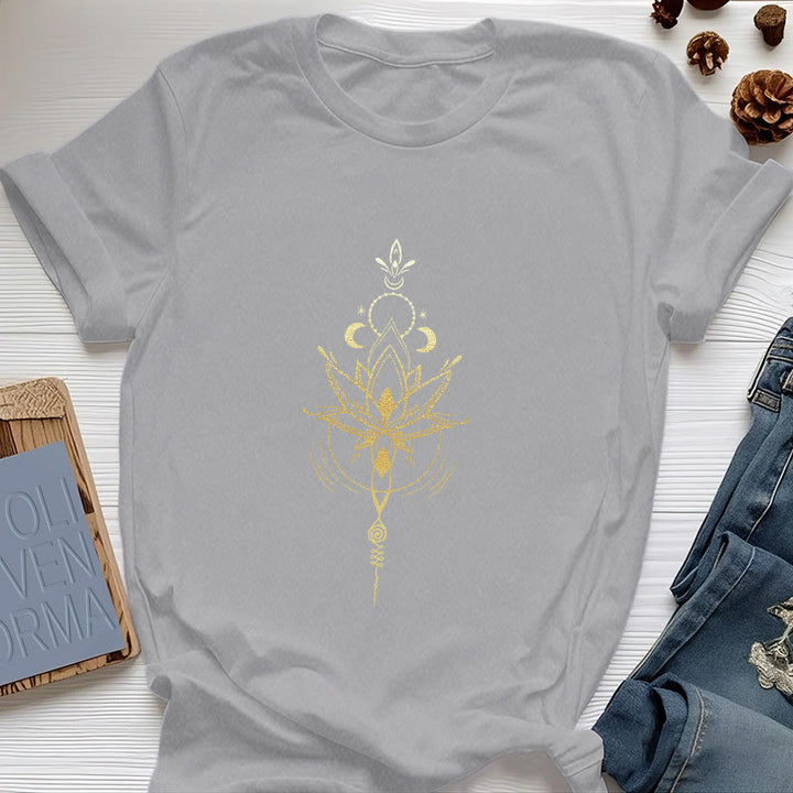 T-shirt en coton Olivenorma avec protection des phases de la lune et du lotus - Gris - 2XL - image 9