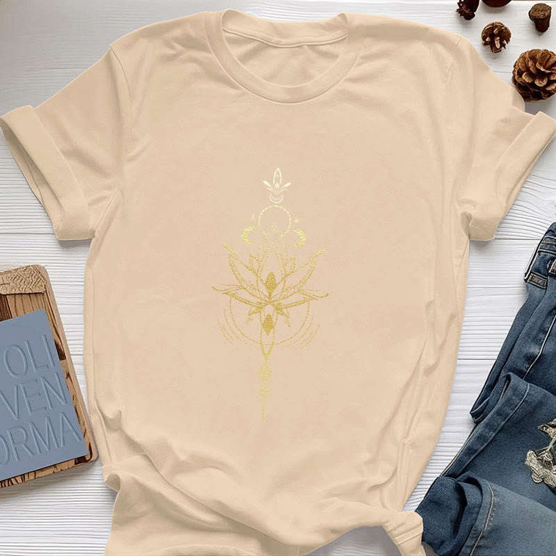 T-shirt en coton Olivenorma avec protection des phases de la lune et du lotus - Jaune - 2XL - image 12
