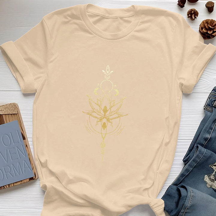 T-shirt en coton Olivenorma avec protection des phases de la lune et du lotus - Jaune - 2XL - image 12