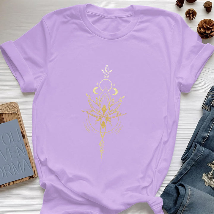 T-shirt en coton Olivenorma avec protection des phases de la lune et du lotus - Violet - 2XL - image 17