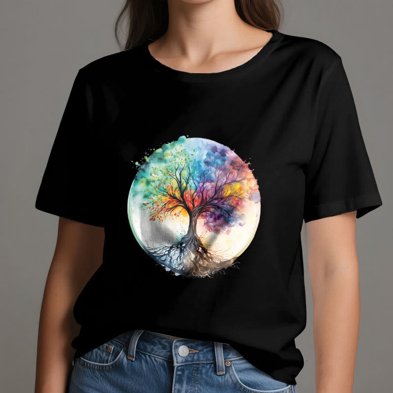T-shirt en coton spirituel Olivenorma Rainbow Tree of Life - image 6