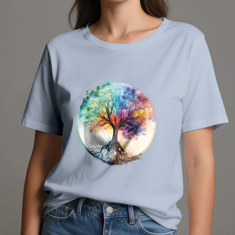 T-shirt en coton spirituel Olivenorma Rainbow Tree of Life - image 12