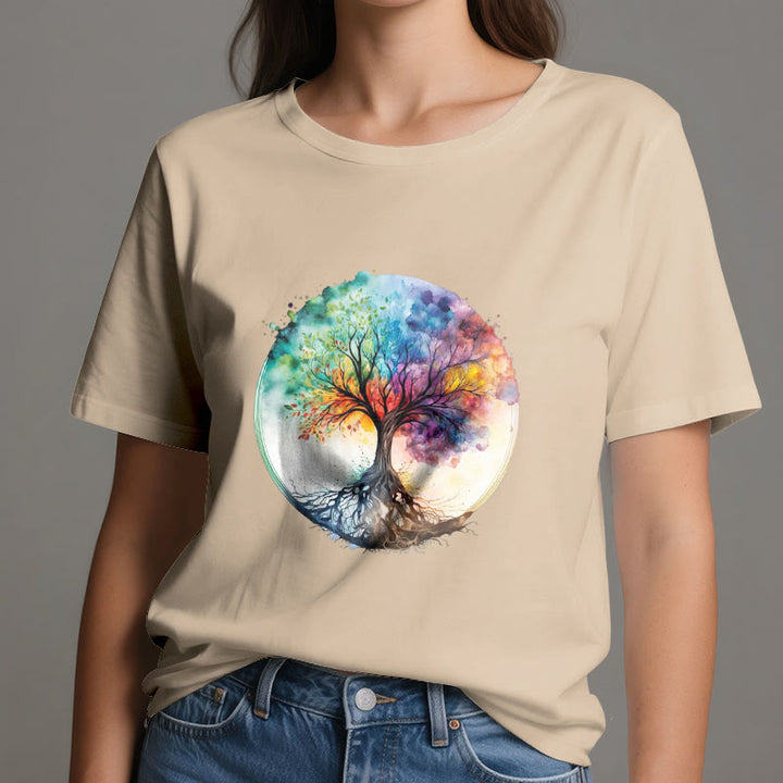 T-shirt en coton spirituel Olivenorma Rainbow Tree of Life - image 10
