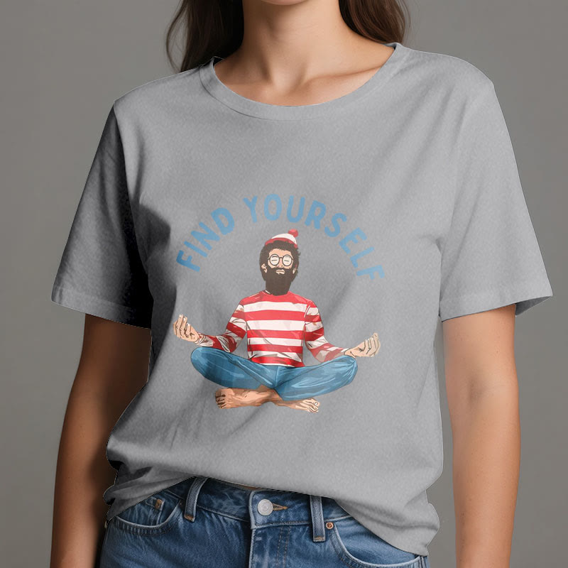 T-shirt en coton Olivenorma « FIND YOURSELF » avec inscription « Méditation spirituelle » - image 11