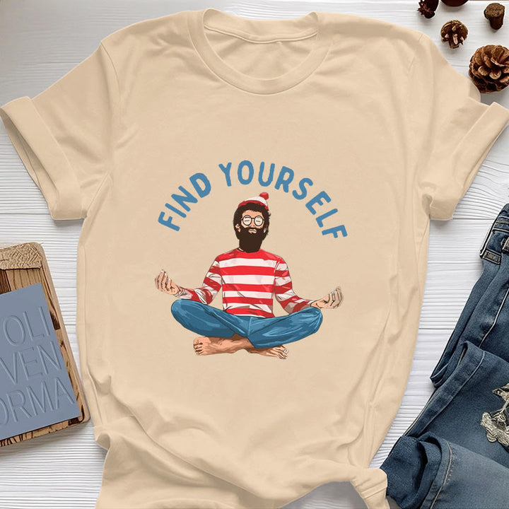 T-shirt en coton Olivenorma « FIND YOURSELF » avec inscription « Méditation spirituelle » - Jaune - 2XL - image 12