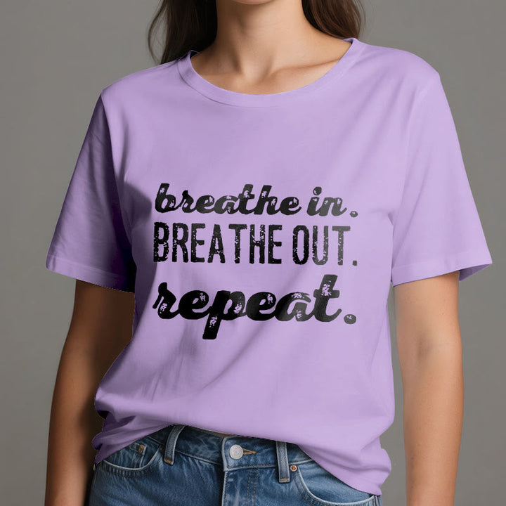 T-shirt Olivenorma « Inspirez, expirez » avec inscription « Méditation spirituelle » - image 17