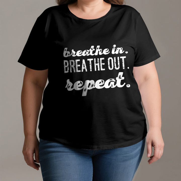 T-shirt Olivenorma « Inspirez, expirez » avec inscription « Méditation spirituelle » - image 2
