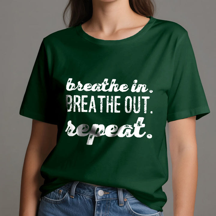T-shirt Olivenorma « Inspirez, expirez » avec inscription « Méditation spirituelle » - image 21
