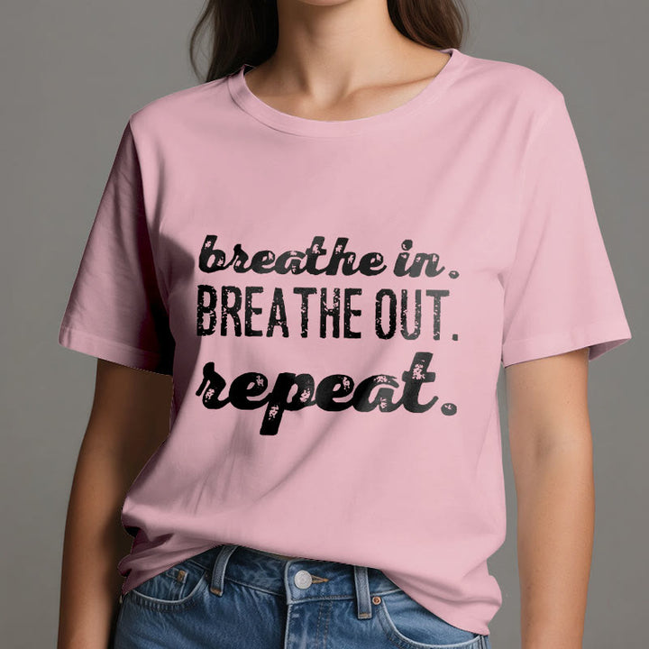 T-shirt Olivenorma « Inspirez, expirez » avec inscription « Méditation spirituelle » - image 15