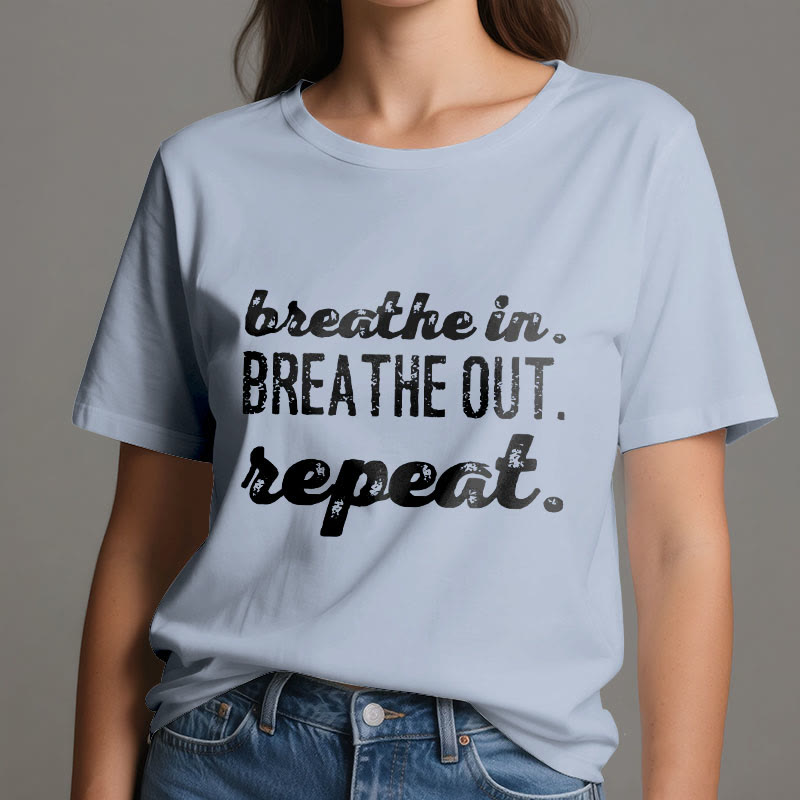 T-shirt Olivenorma « Inspirez, expirez » avec inscription « Méditation spirituelle » - image 13