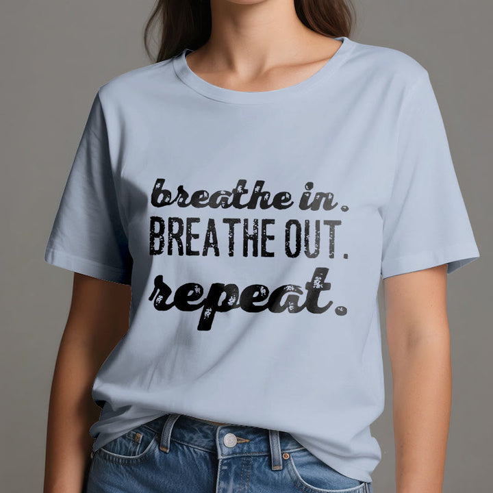 T-shirt Olivenorma « Inspirez, expirez » avec inscription « Méditation spirituelle » - image 13
