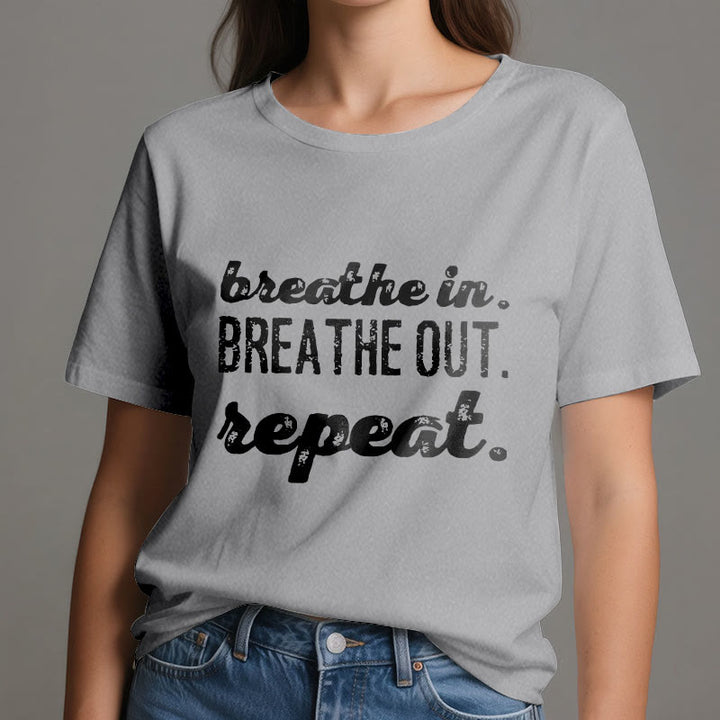 T-shirt Olivenorma « Inspirez, expirez » avec inscription « Méditation spirituelle » - image 9