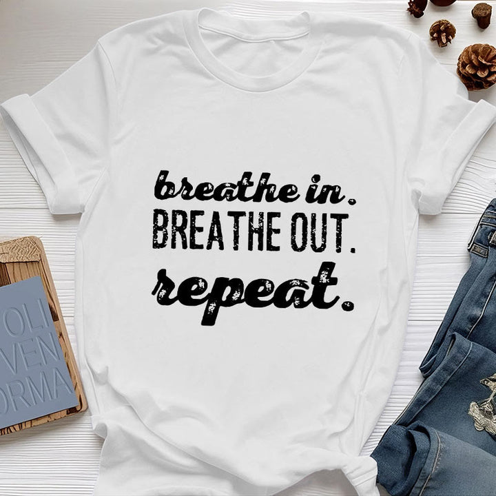 T-shirt Olivenorma « Inspirez, expirez » avec inscription « Méditation spirituelle » - Blanc - 2XL - image 6