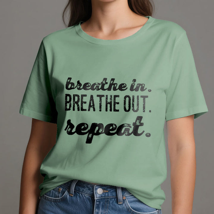 T-shirt Olivenorma « Inspirez, expirez » avec inscription « Méditation spirituelle » - image 19
