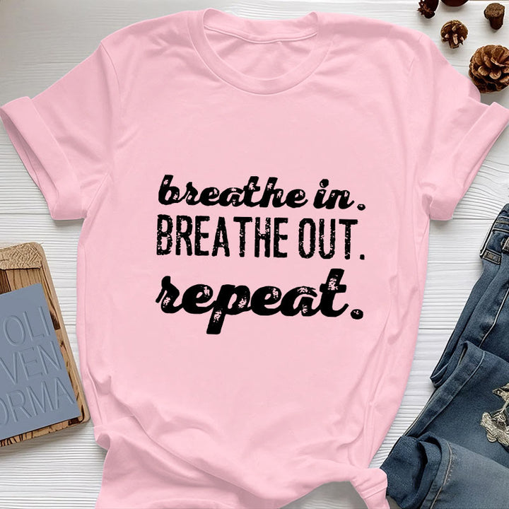 T-shirt Olivenorma « Inspirez, expirez » avec inscription « Méditation spirituelle » - Rose - 2XL - image 13