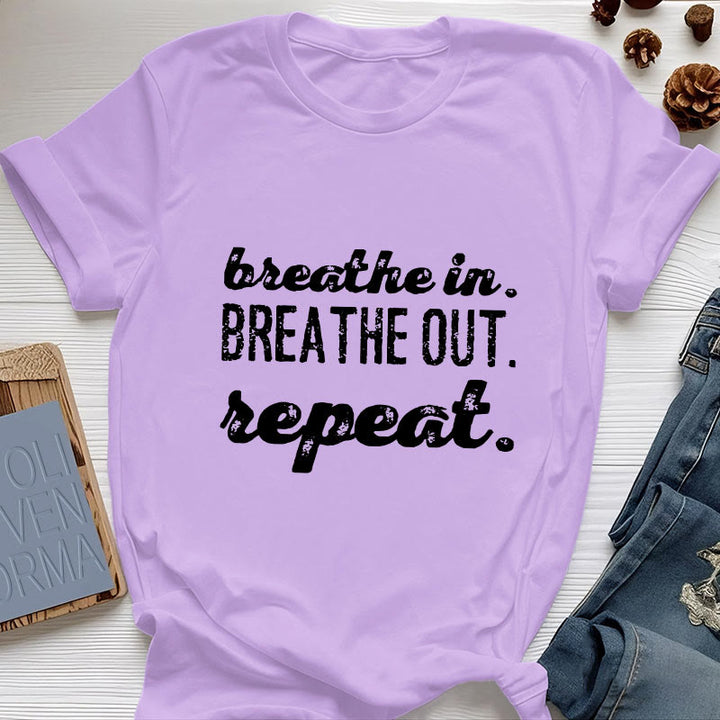 T-shirt Olivenorma « Inspirez, expirez » avec inscription « Méditation spirituelle » - Violet - 2XL - image 15