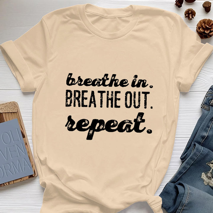 T-shirt Olivenorma « Inspirez, expirez » avec inscription « Méditation spirituelle » - Jaune - 2XL - image 9