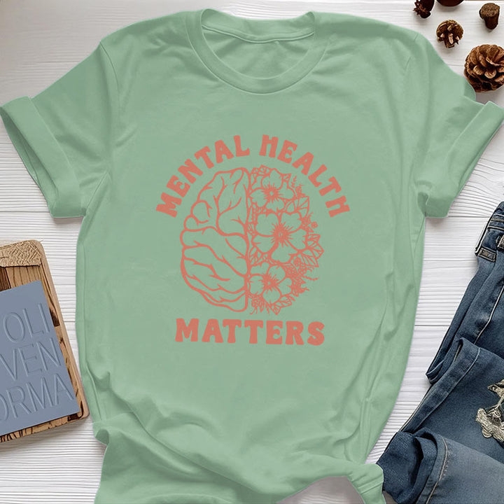 T-shirt en coton inspirant Olivenorma « LA SANTÉ MENTALE COMPTE » - Vert clair - 2XL - image 18