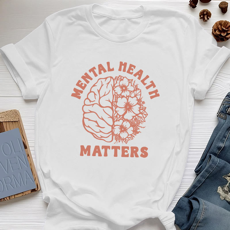 T-shirt en coton inspirant Olivenorma « LA SANTÉ MENTALE COMPTE » - Blanc - 2XL - image 5