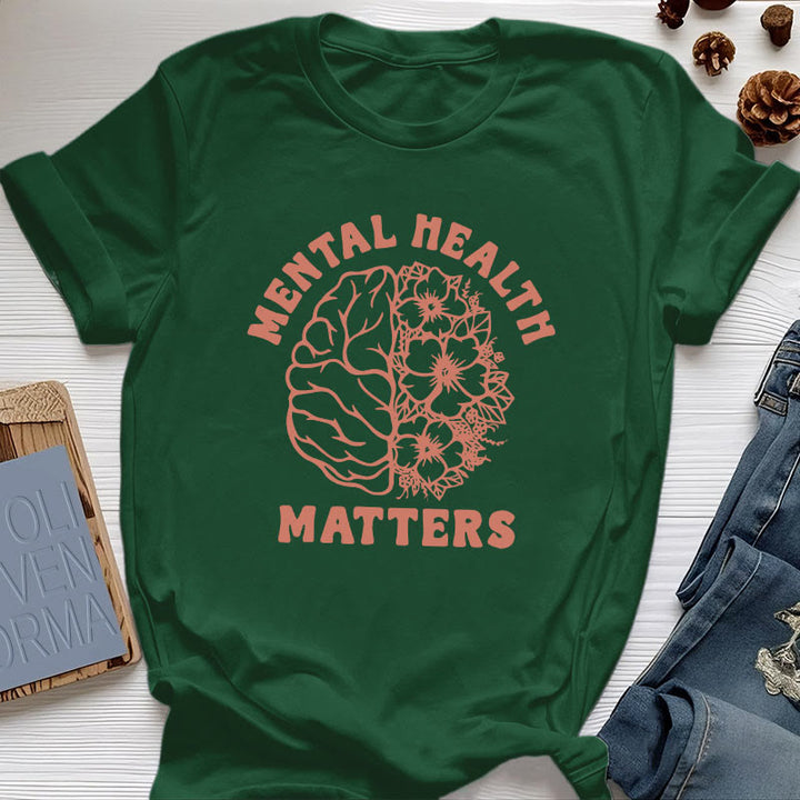 T-shirt en coton inspirant Olivenorma « LA SANTÉ MENTALE COMPTE » - Vert foncé - 2XL - image 19