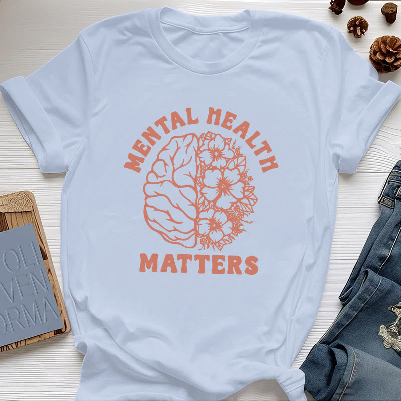 T-shirt en coton inspirant Olivenorma « LA SANTÉ MENTALE COMPTE » - Bleu - 2XL - image 14