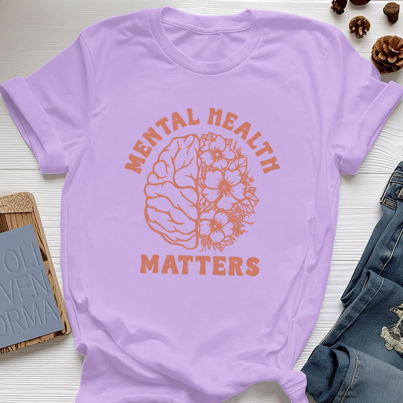 T-shirt en coton inspirant Olivenorma « LA SANTÉ MENTALE COMPTE » - Violet - 2XL - image 0