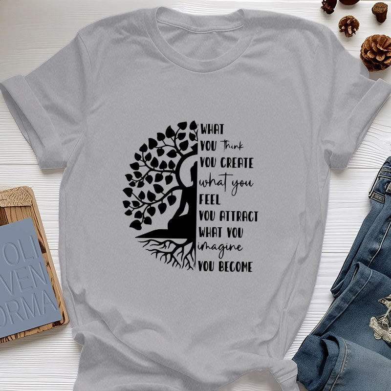 T-shirt en coton Olivenorma Arbre de vie Yoga Méditation - Gris - 2XL - image 9