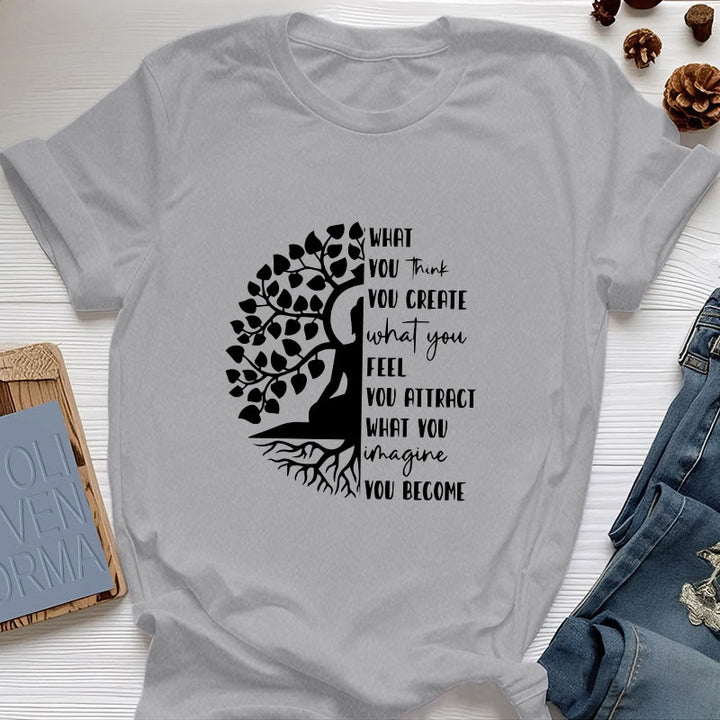 T-shirt en coton Olivenorma Arbre de vie Yoga Méditation - Gris - 2XL - image 9