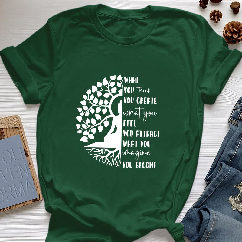 T-shirt en coton Olivenorma Arbre de vie Yoga Méditation - Vert foncé - 2XL - image 19